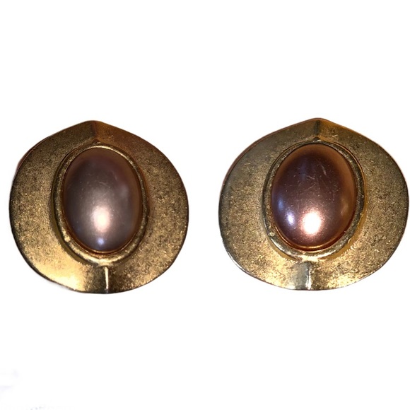 Gold tone bold statement clip on earrings